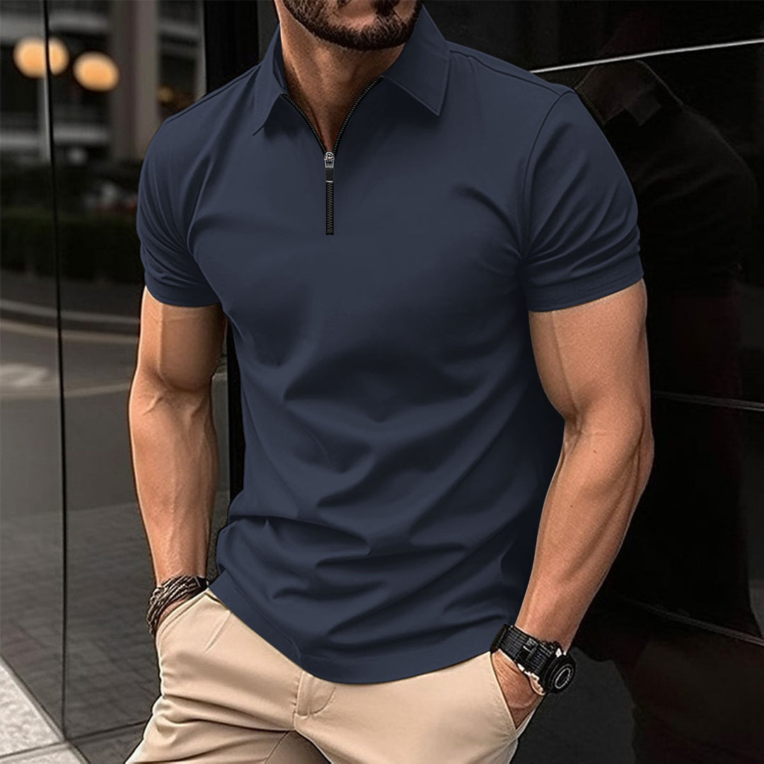 Herren Kurzarm Poloshirt mit Reißverschluss und modernem Design Echoarchiv