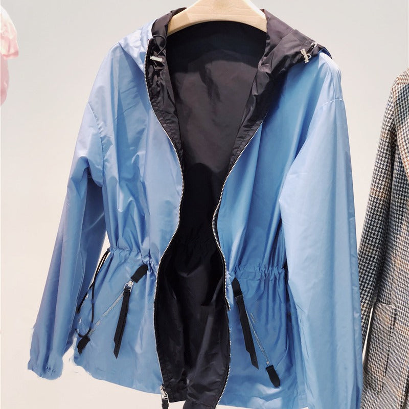 Damen Modische Übergangsjacke mit verstellbarem Bund Echoarchiv