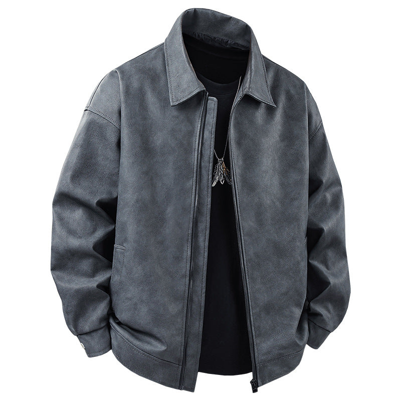Herren sportliche Kunstlederjacke mit elastischem Bund Echoarchiv