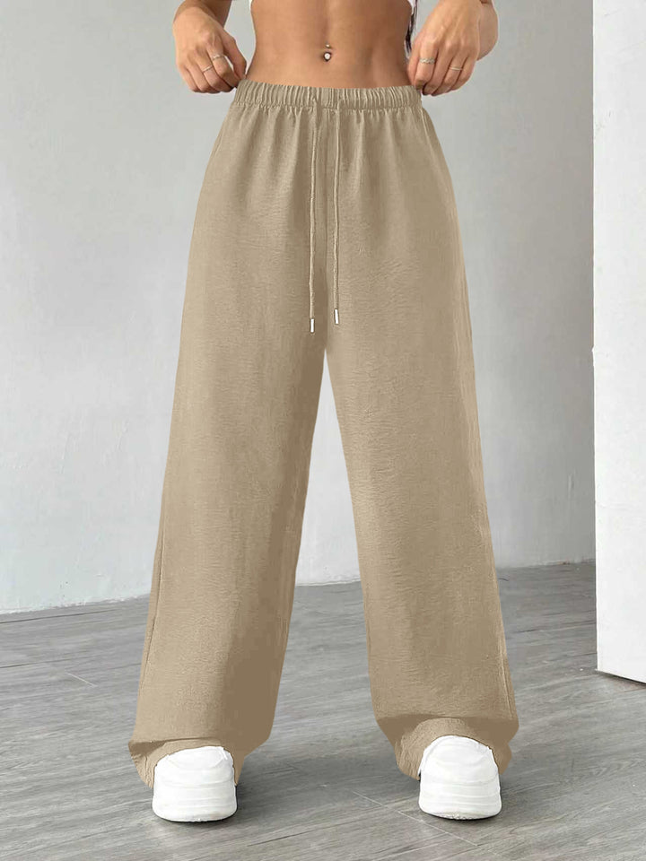 Damen Weite Lounge-Hose mit hohem Elastikbund und Kordelzug Echoarchiv