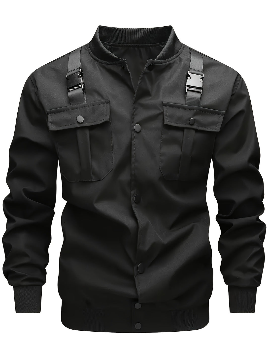 Herren Utility-Bomberjacke mit Brustklappentaschen, Schultergurten und Rippbündchen Echoarchiv