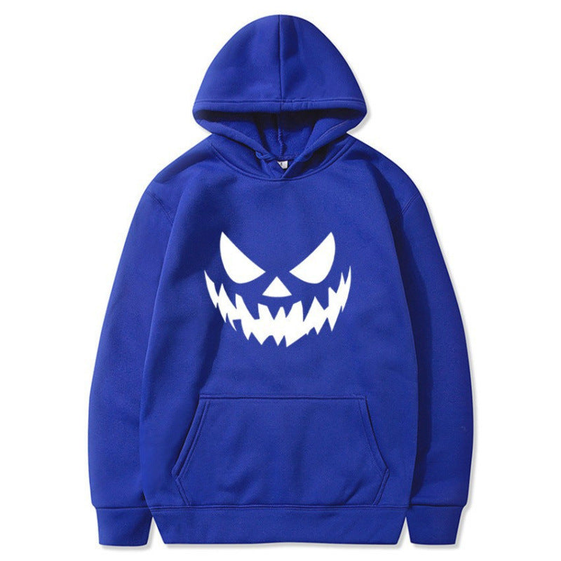 Unisex nan Kapuzenpullover mit gruseligem Kürbisgesicht-Print und Oversize Kängurutasche Echo Archiv