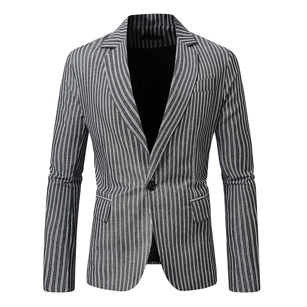 Herren nan gestreiftes Slim-Fit Sakko mit schmalem Revers und Single-Button Echo Archiv