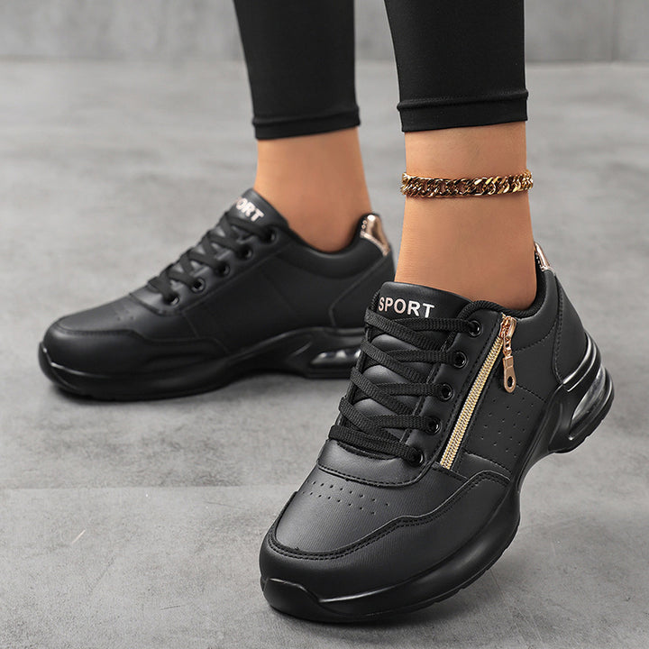 Damen Sportliche Plateausneaker mit Luftkissen und seitlichem Reißverschluss – Névara