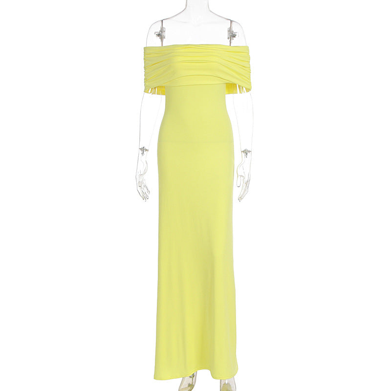Damen Off-Shoulder Maxikleid mit dekorativen Rüschendetails Echo Archiv