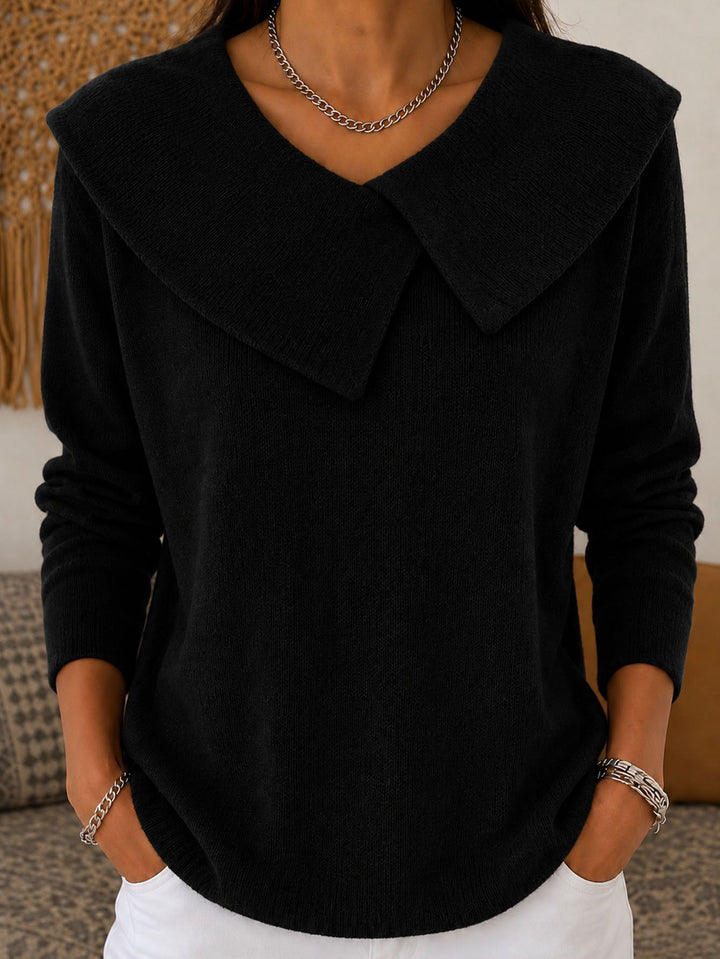 Damen Grobgestrickter Strickpullover mit übergroßem Matrosenkragen – Mavelle