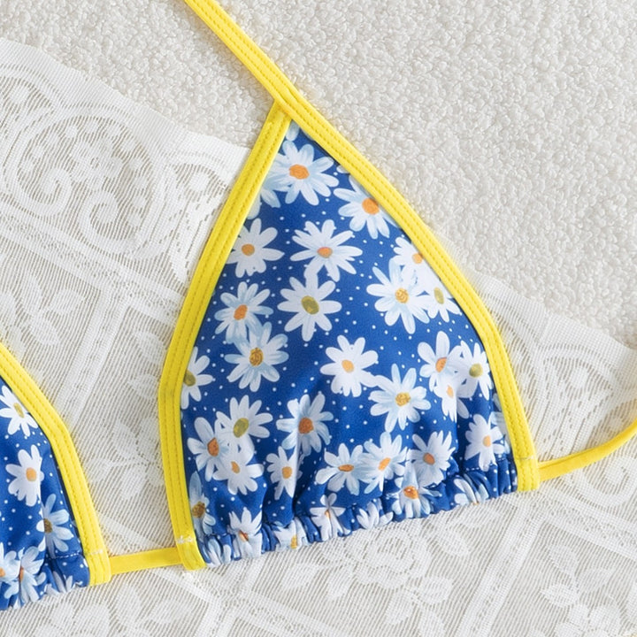 Damen Blumenmuster Bikini-Set mit verstellbaren Trägern und hohem Beinausschnitt Echo Archiv