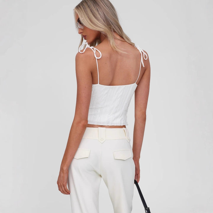 Damen Raffinierte Crop Top mit Bindebändern Echo Archiv