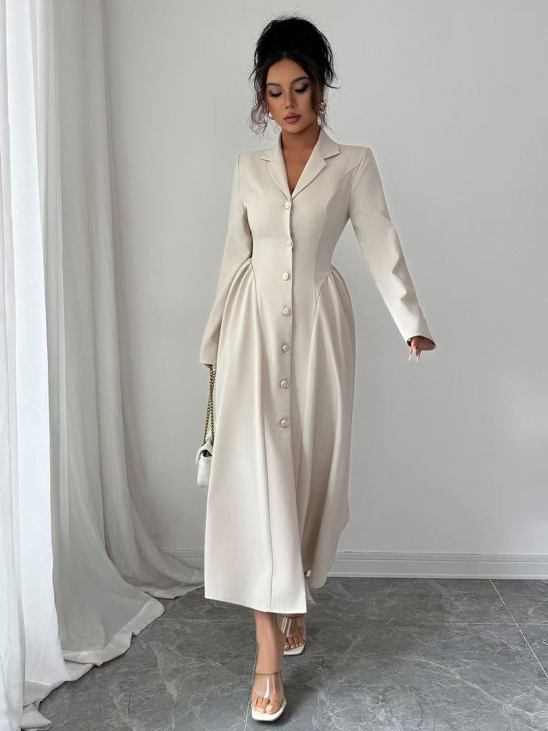 Damen Elegantes Midikleid im Blazerstil mit taillierter Schnittführung – Valéne