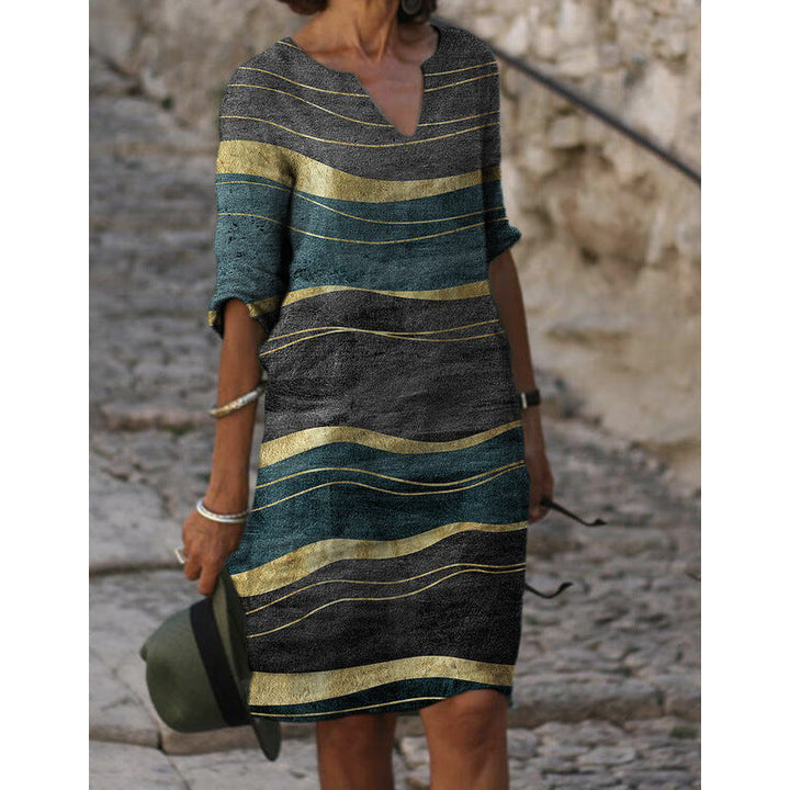 Damen Sommerliches Leinenkleid mit modernem Muster – Lunéa