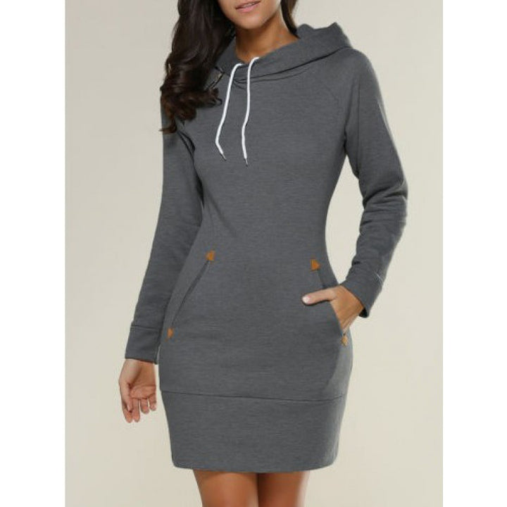 Damen Kapuzenkleid aus Sweat mit Kängurutaschen und taillierter Passform – Avérine