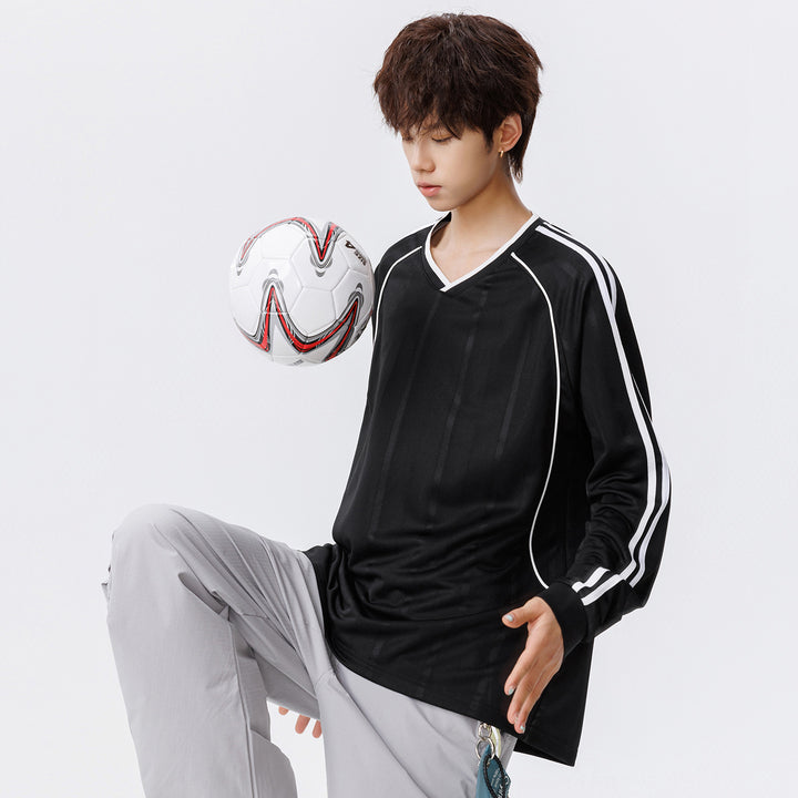Damen Weites V-Ausschnitt Oversize-Sportshirt mit Raglanärmeln und Kontraststreifen Echo Archiv