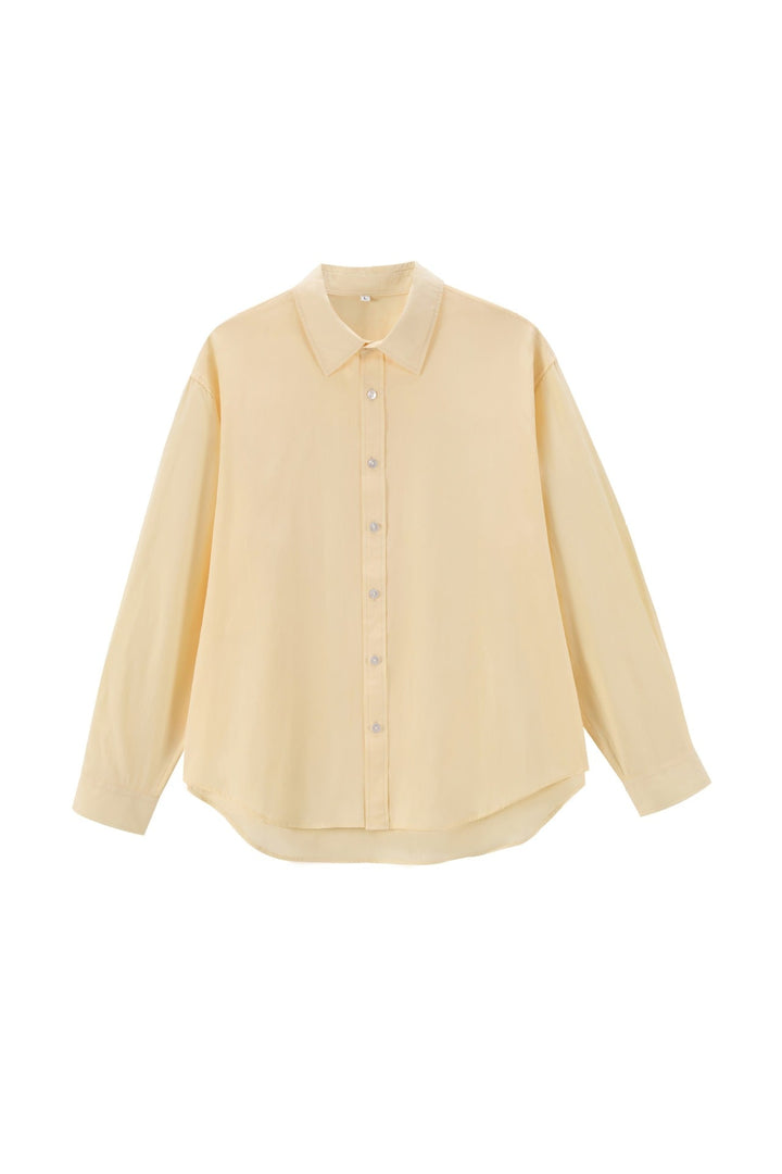 Damen Oversize Baumwollbluse mit Kentkragen und abgerundetem Saum Echoarchiv