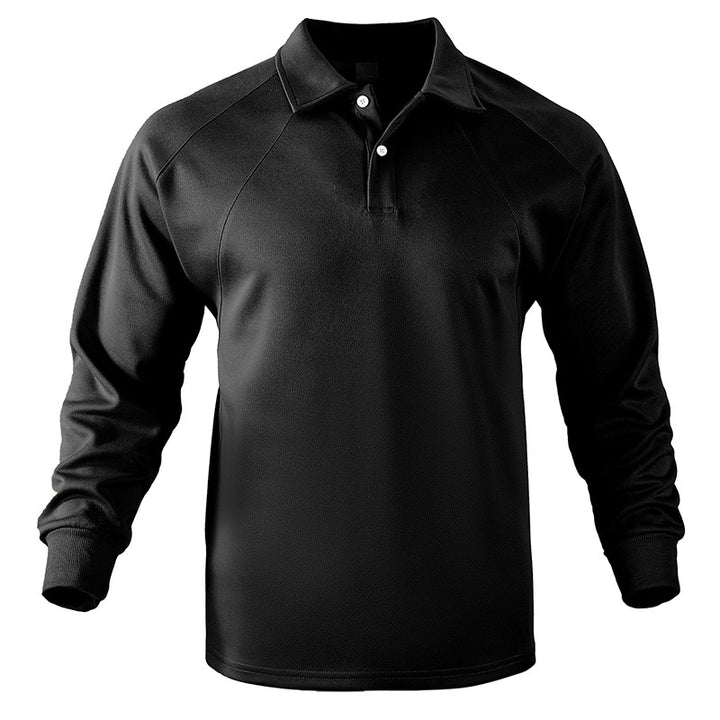 Herren Polo-Sweatshirt mit Raglanärmeln, Halbknopfleiste und Rippbündchen Echoarchiv