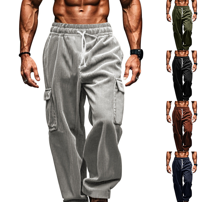 Herren nan oversized Cord-Cargohose mit elastischem Kordelzugbund und Mehrfachtaschen Echo Archiv