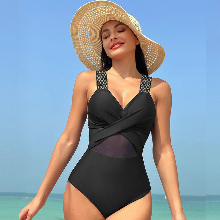 Damen Einteiliger Badeanzug mit stylishen Mesh-Elementen Echo Archiv
