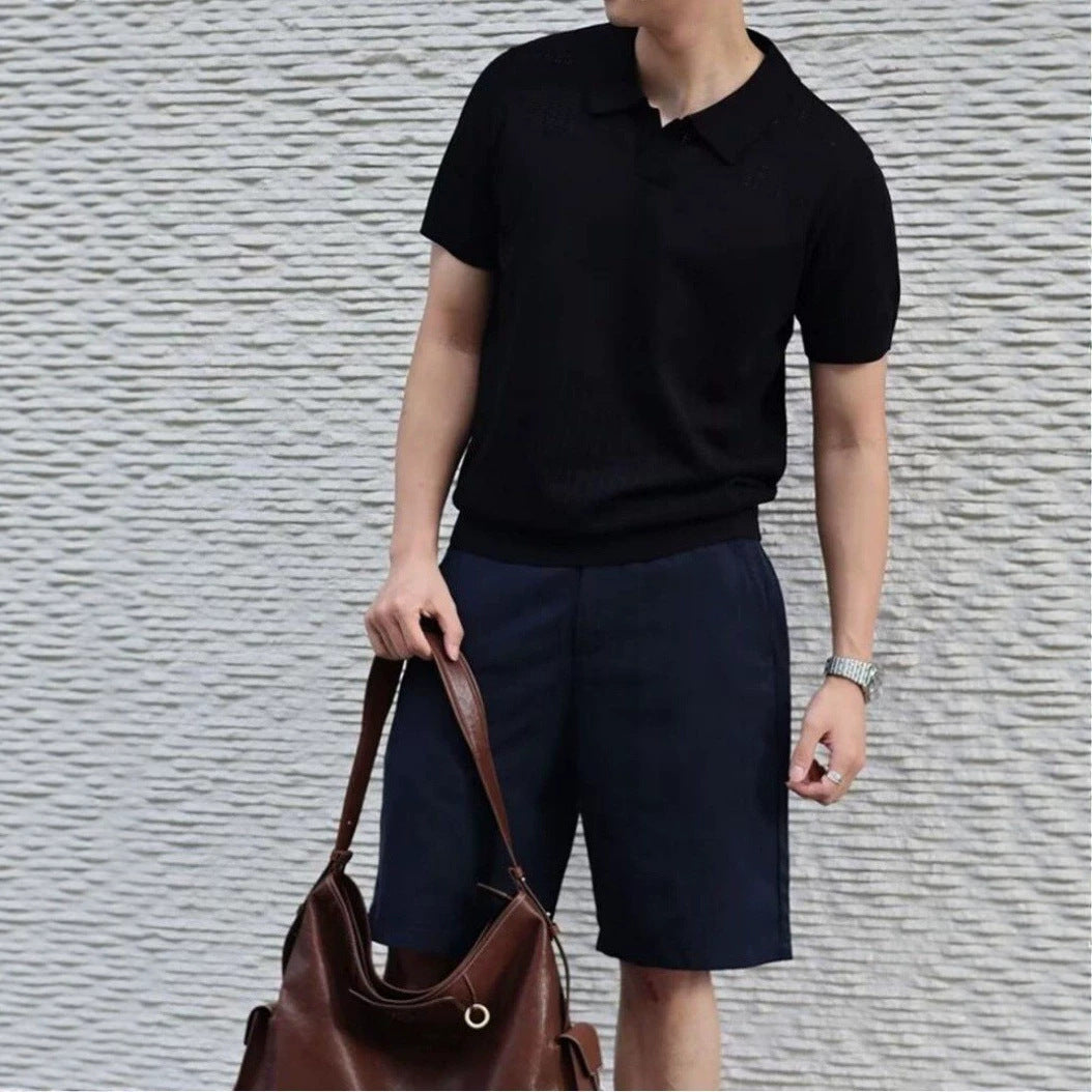 Herren Elegantes Polohemd mit strukturierter Oberfläche Echo Archiv