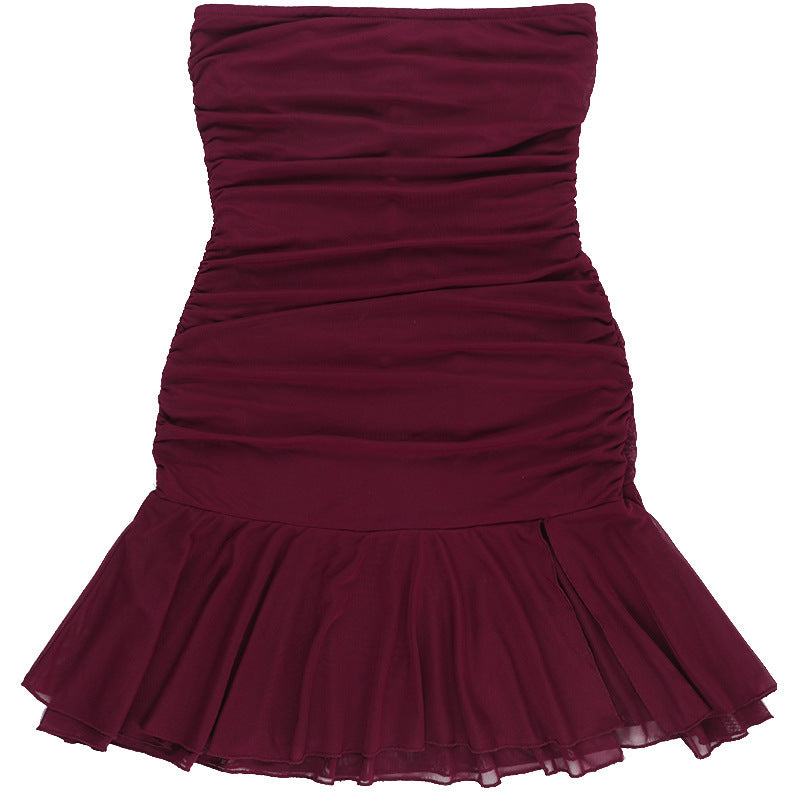 Damen Kleid mit raffiniertem Rüschendetail und seitlichem Schlitz Echo Archiv