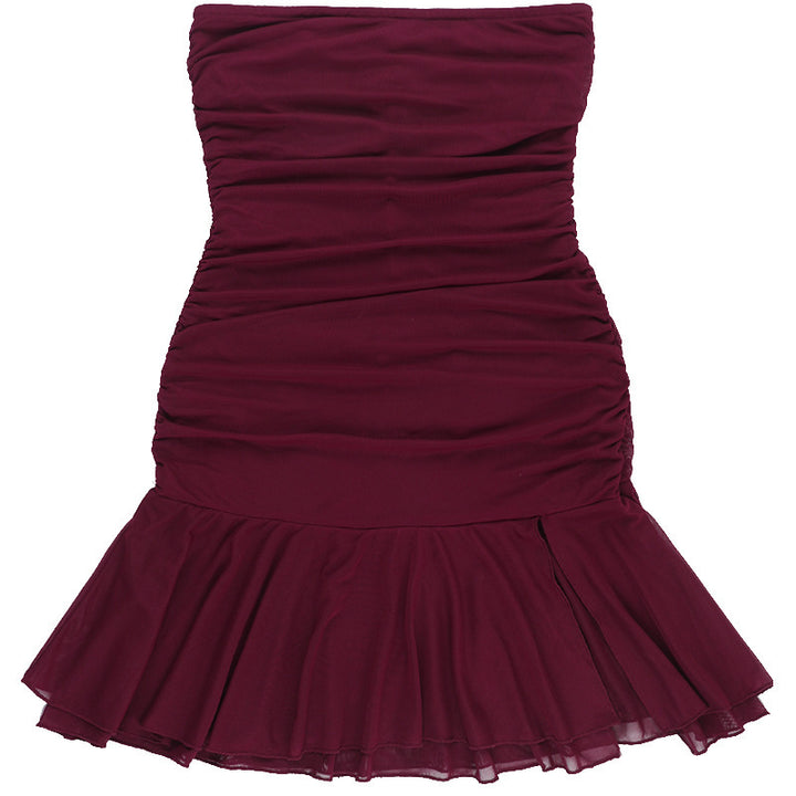 Damen Kleid mit raffiniertem Rüschendetail und seitlichem Schlitz Echo Archiv