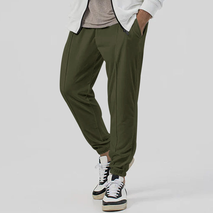 Herren Tapered-Jogginghose im Leinenlook mit Bügelfalte und Bündchen Echoarchiv