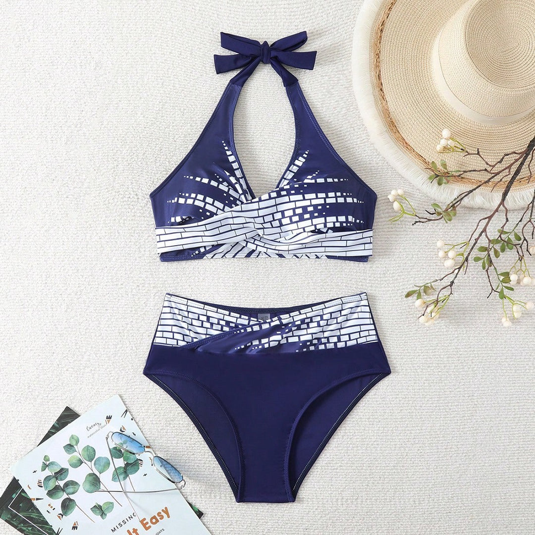 Damen Triangel-Bikini mit modischem Schnitt und graphischem Design Echo Archiv