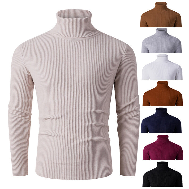 Herren nan taillierter Rippen-Strick Rollkragenpullover Slim Fit Echo Archiv