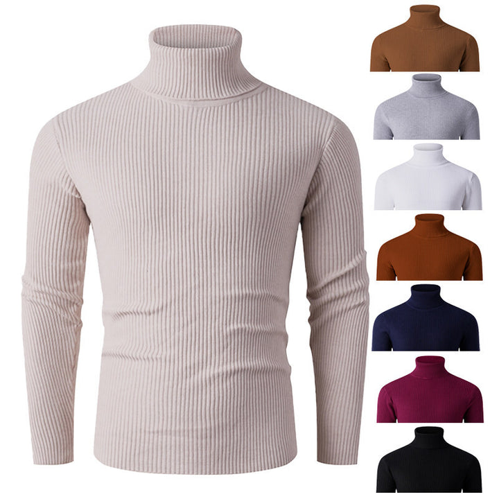 Herren nan taillierter Rippen-Strick Rollkragenpullover Slim Fit Echo Archiv