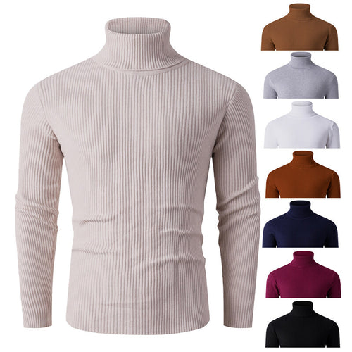 Herren nan taillierter Rippen-Strick Rollkragenpullover Slim Fit Echo Archiv