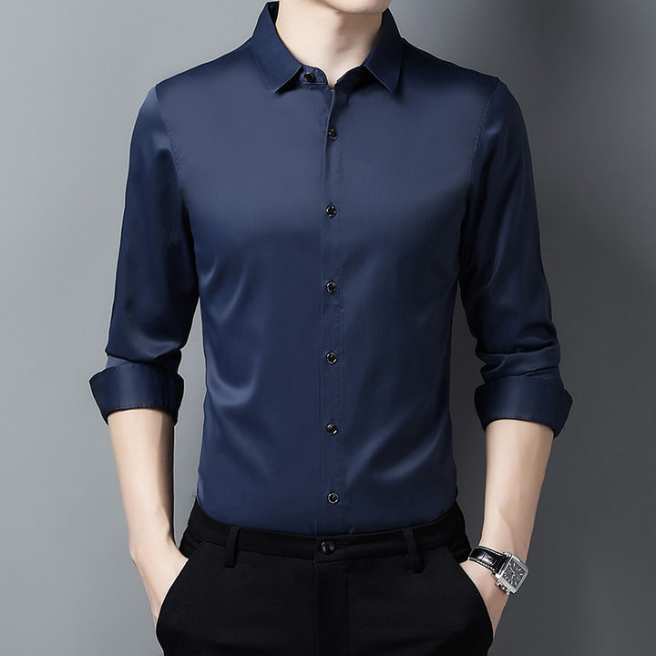 Herren Elegantes Langarmhemd aus hochwertigem Satin Echoarchiv