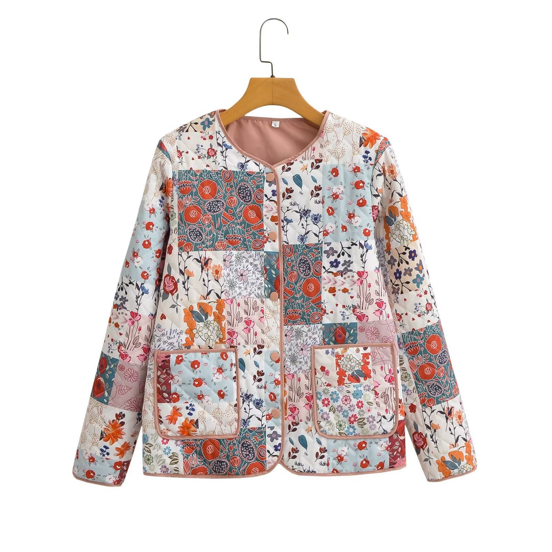 Damen Gesteppte Patchwork-Jacke Weste und Minirock-Set Echo Archiv