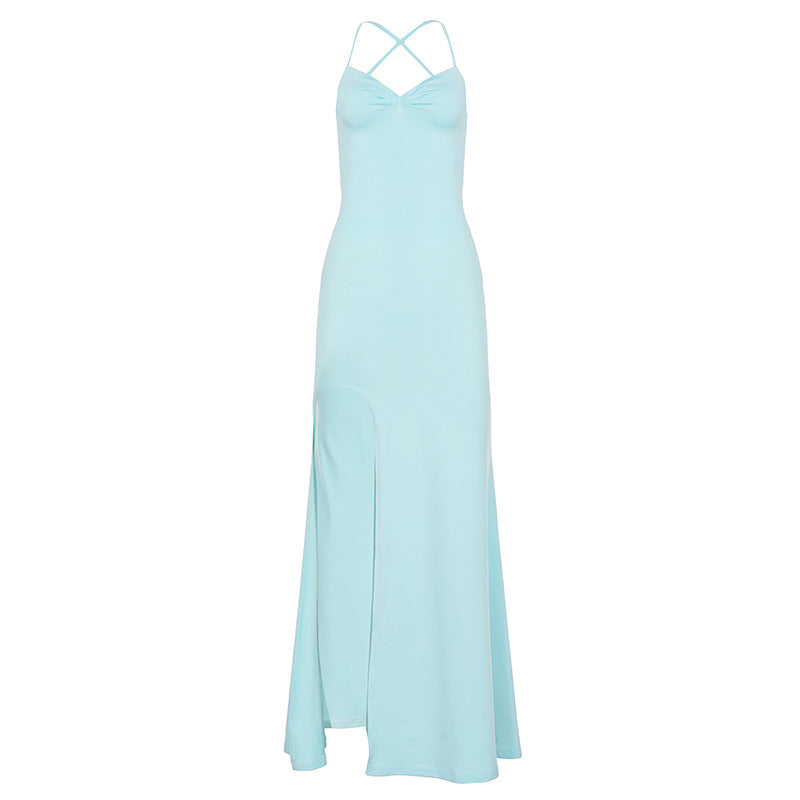 Damen Maxikleid mit tiefem V-Ausschnitt und langen Seiten-Schlitzen Echo Archiv