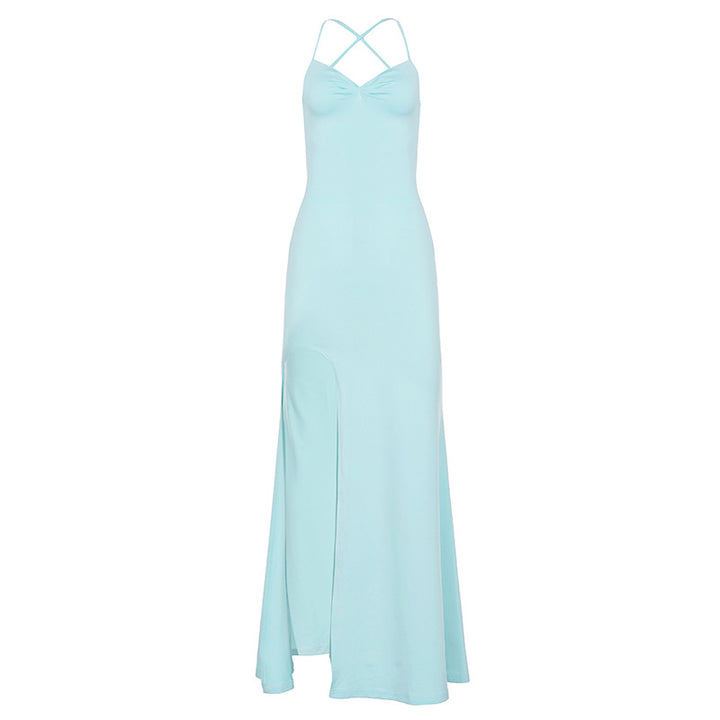 Damen Maxikleid mit tiefem V-Ausschnitt und langen Seiten-Schlitzen Echo Archiv