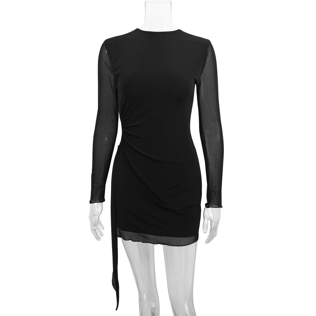 Damen elegantes Minikleid mit transparenten Ärmeln und seitlichem Schlitz Echo Archiv