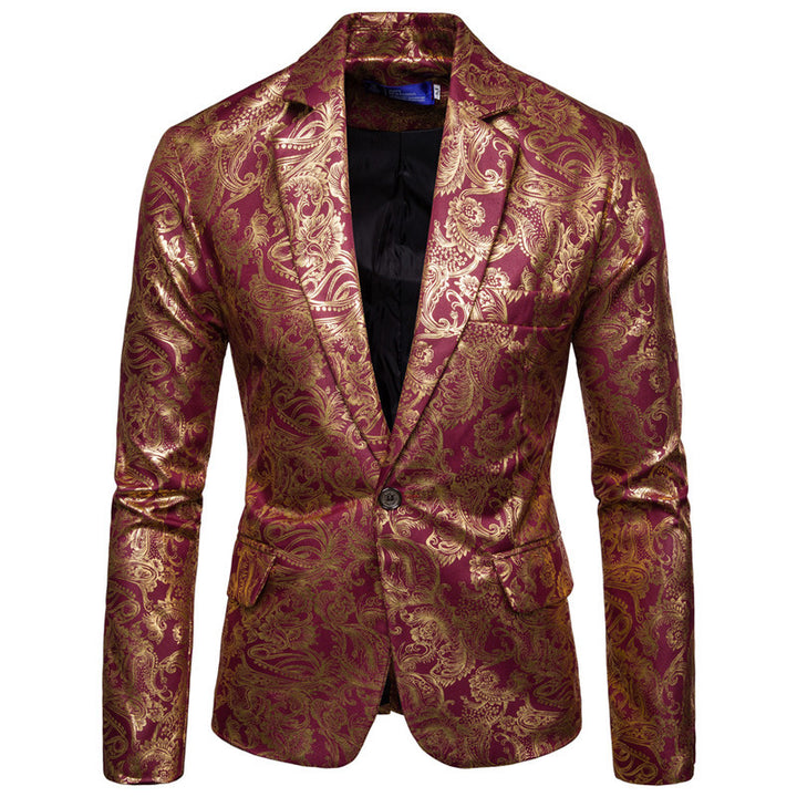 Herren exklusiver Paillettenblazer mit goldenen Verzierungen und modernem Schnitt Echoarchiv