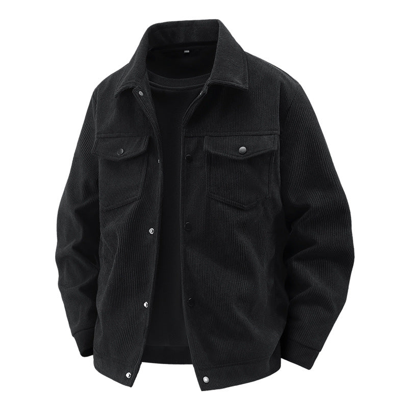 Herren nan gefütterte Kordjacke im Trucker-Stil mit Druckknopfverschluss und aufgesetzten Brusttaschen Echo Archiv