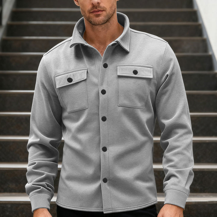 Herren nan Twill-Overshirt mit Hemdkragen, aufgesetzten Brustklappen und geradem Saum Echo Archiv