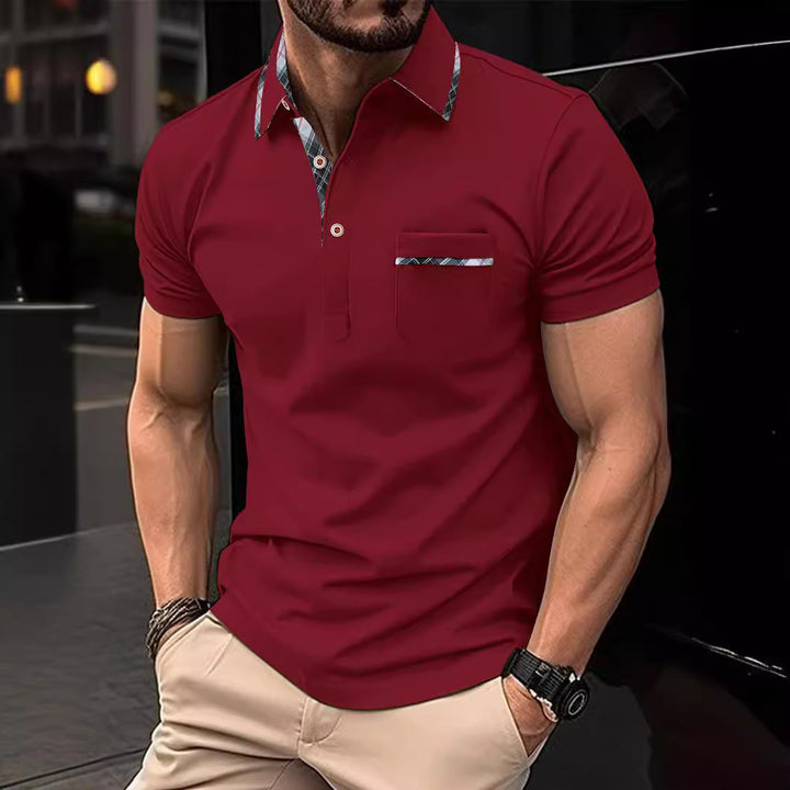 Herren Poloshirt mit modischem Kragen und Brusttasche Echoarchiv