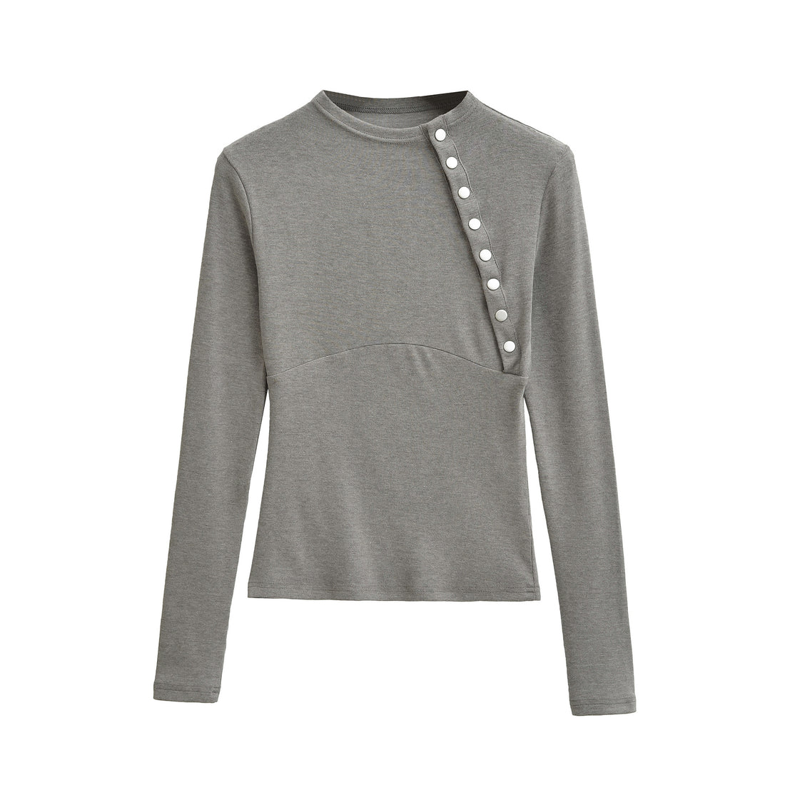 Damen Figurnahes Longsleeve mit asymmetrischer Druckknopfleiste Echoarchiv