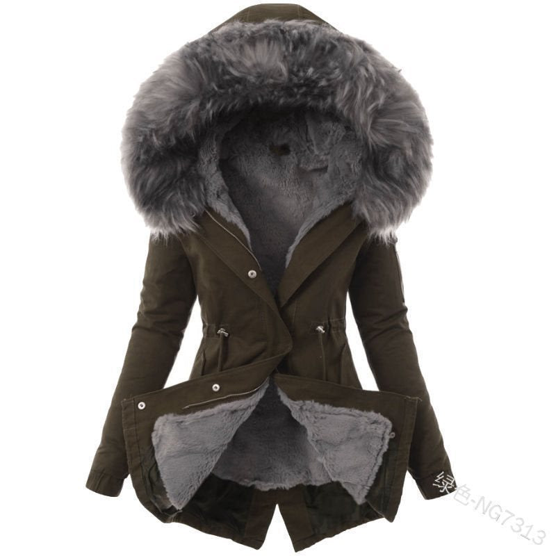 Damen Taillierter Winterparka mit kuscheligem Teddyfutter und großer Kapuze Echo Archiv