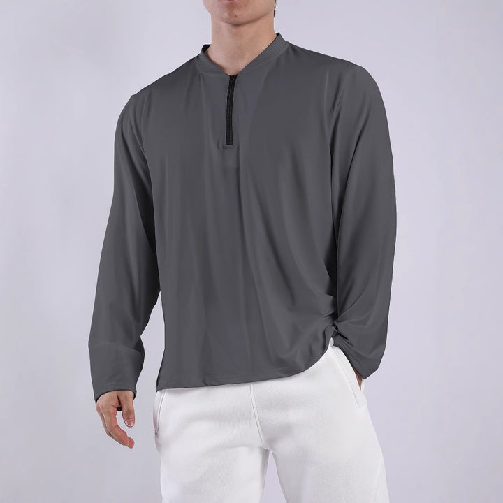 Herren langärmliges Funktionsshirt mit Stehkragen und Reißverschluss Echoarchiv