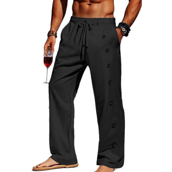 Herren lässige strandtaugliche Hose mit seitlichen Knopfdetails Echoarchiv