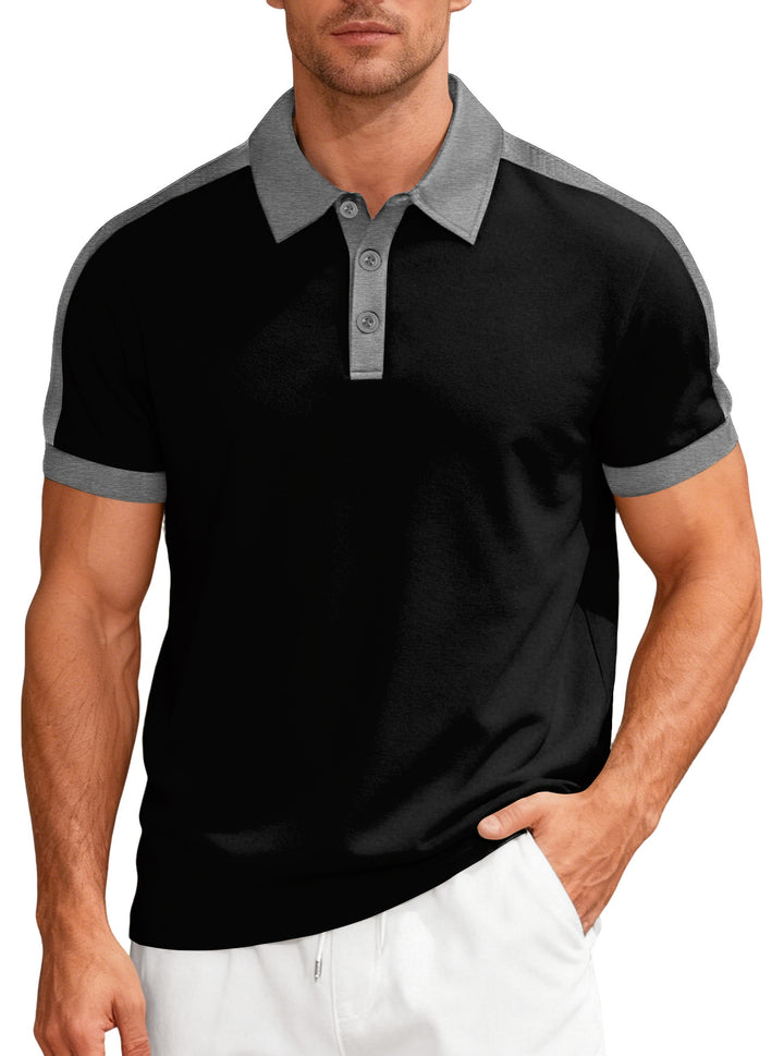 Herren nan Premium-Polo im Retro-Kontrastlook mit Hemdkragen und Dreiknopfleiste Echo Archiv