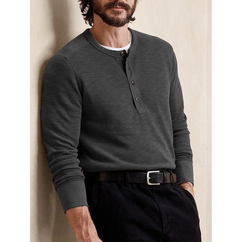 Herren Henley-T-Shirt mit Knopfleiste und weichem Baumwollstoff Echoarchiv