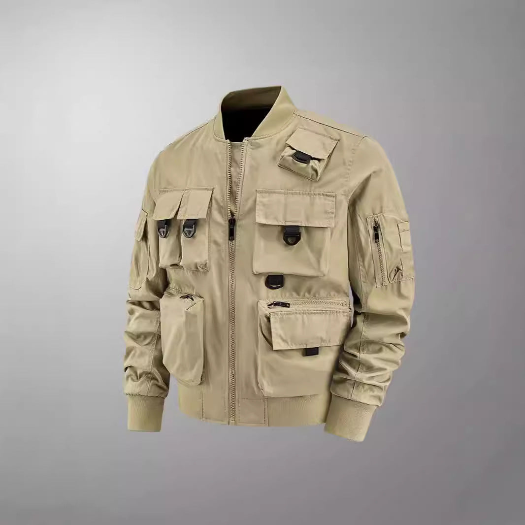 Herren taktische Multifunktionale Bomberjacke mit mehreren Taschen – Brevano