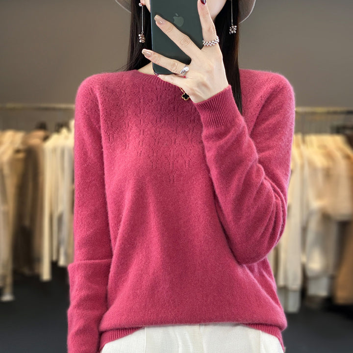 Damen Kuscheliger Midweight Rundhals-Pullover aus Angora-Blend mit feinem Flor und schmalem Bündchen Echoarchiv