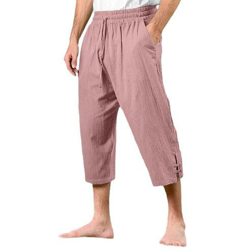 Herren lässige und bequeme Strandgemütliche Hose mit elastischem Bund und seitlichen Schlitzen Echoarchiv