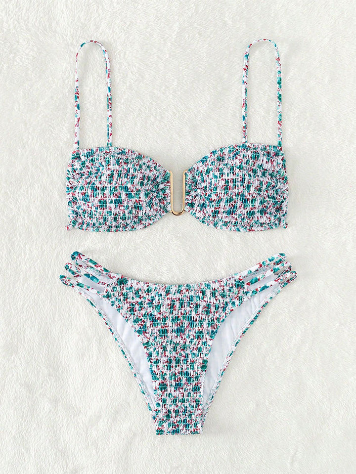 Damen Push-Up-Bikini mit verstellbaren Trägern und goldenen Akzenten Echo Archiv
