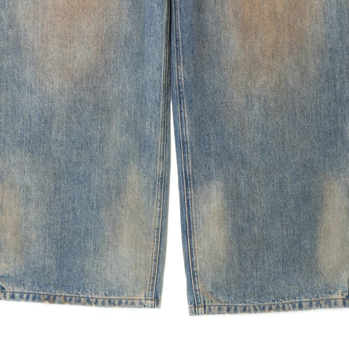 Damen High‑Waist Denimhose mit weitem Bein und vintage Waschung Echo Archiv