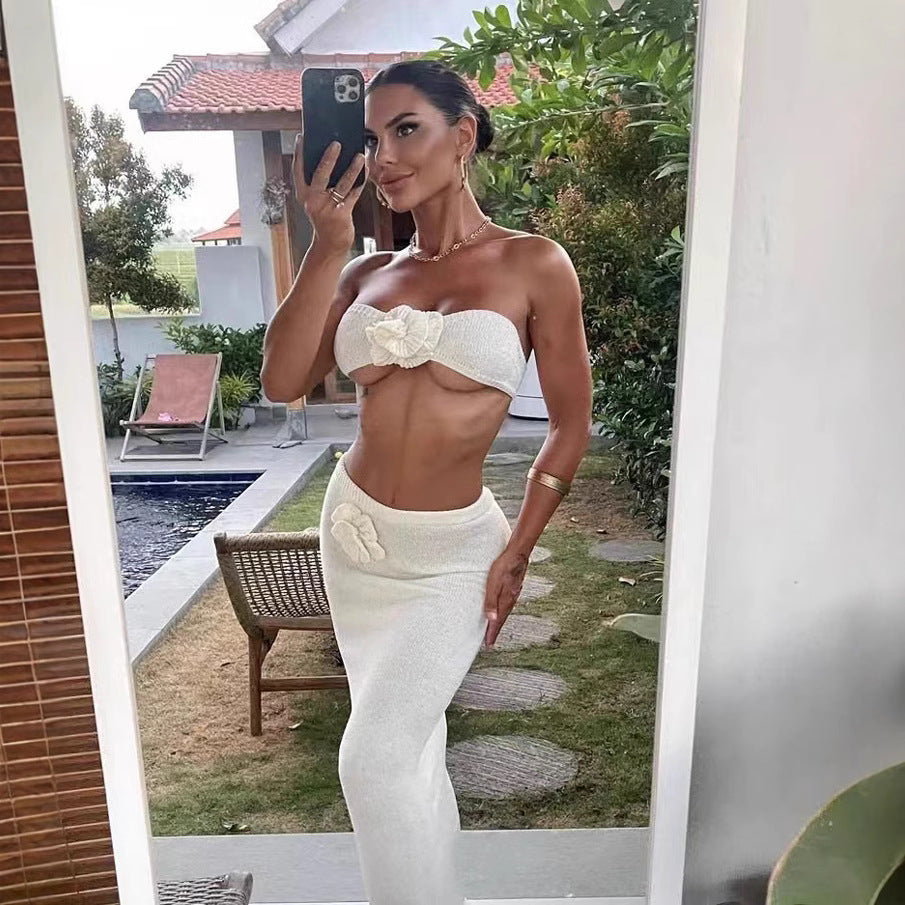 Damen Bandeau-Top und knitted Rock Set Echo Archiv