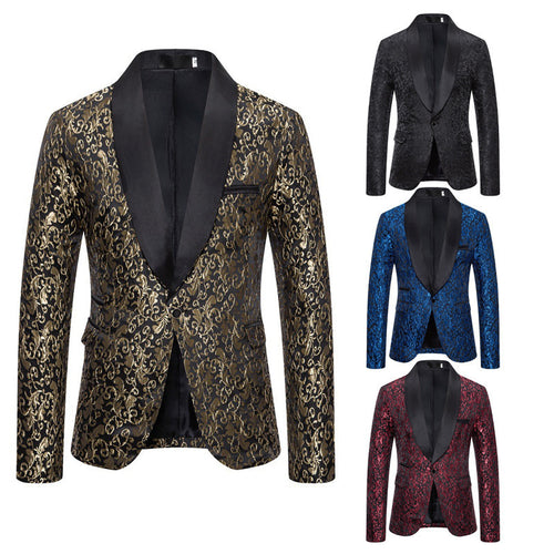 Herren Luxus Smoking-Blazer mit floralem Jacquard-Muster Echoarchiv